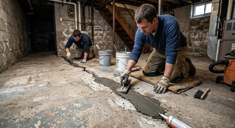 Cracked Basement Floor Repair in Medina County, OH