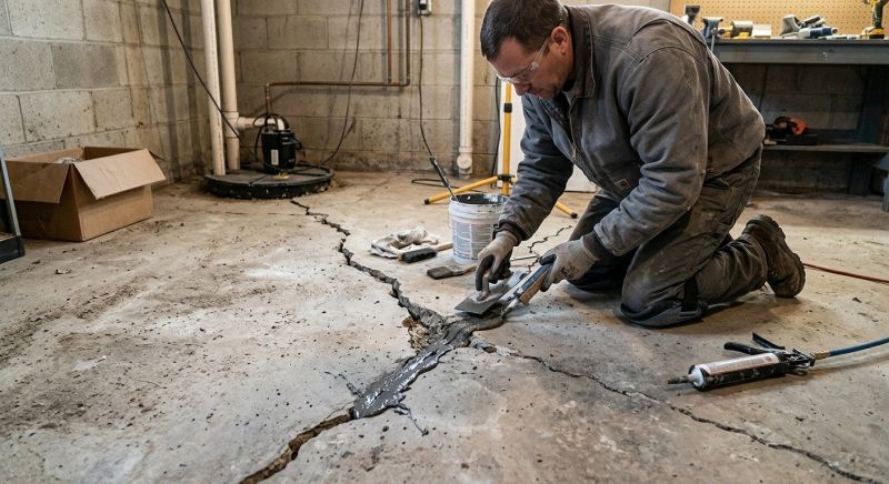 Cracked Basement Floor Repair in Medina County, OH