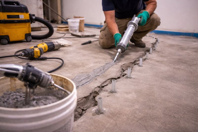 Cracked Basement Floor Repair in Medina County, OH